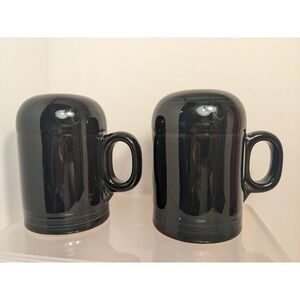 Fiesta HLC Black Range Salt and Pepper Shakers Large Handle Ceramic Set USA